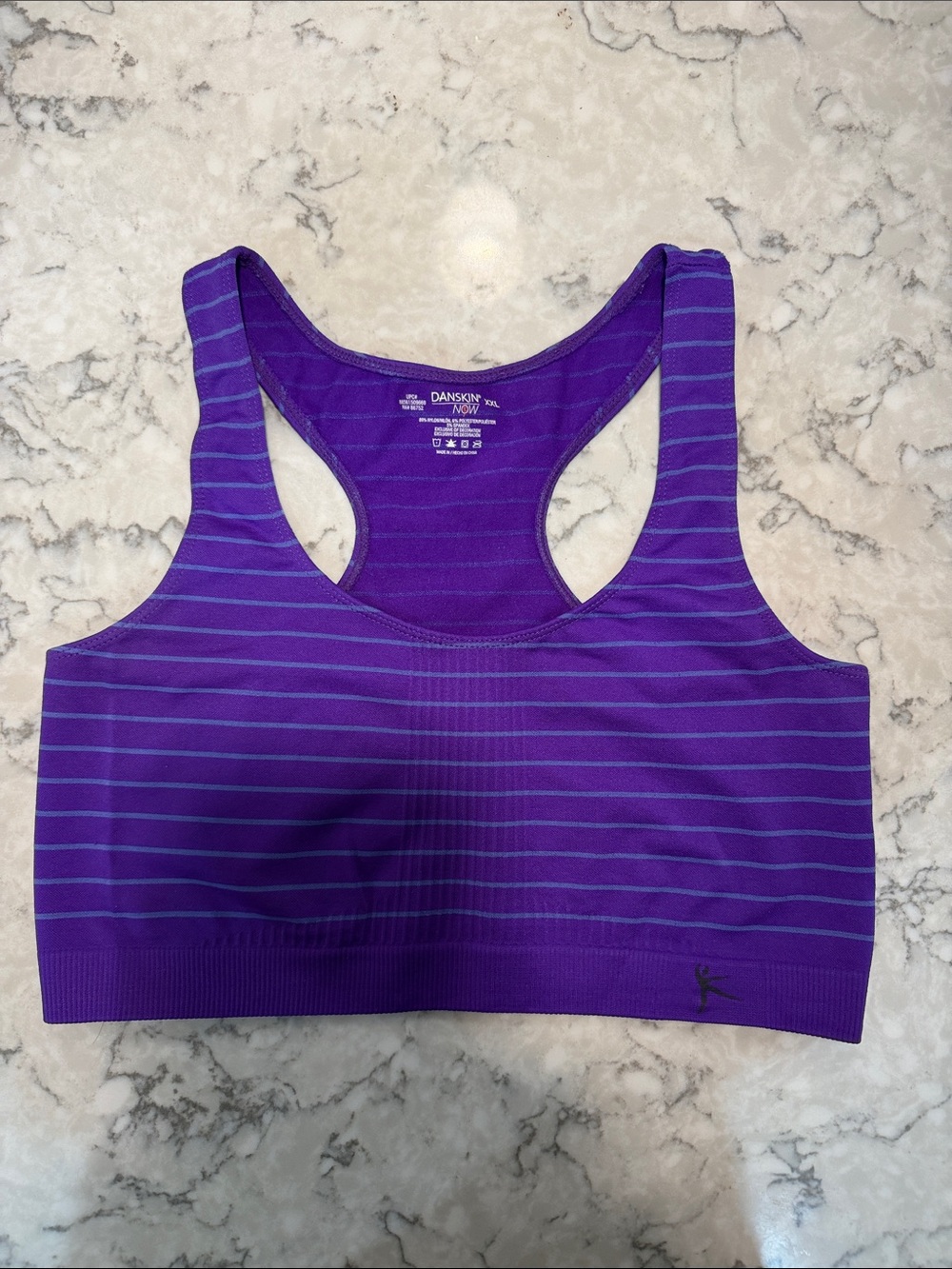Danskin Now Purple & Light Blue Striped Racerback Sports Bra/SizeXXL/Fits Medium